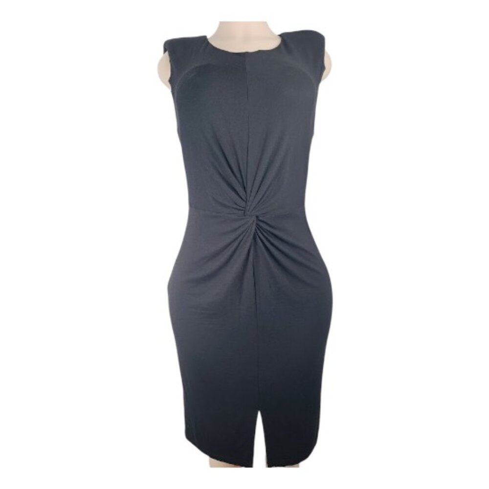 Calvin Klein Women's Black Sleeveless Knotted Slim Midi Sheath Dress Size 10